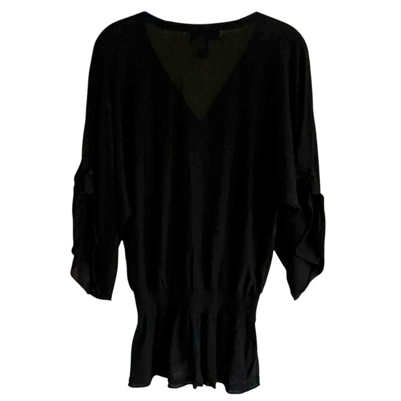 Cable & Gauge Black Dolman Sleeve Top V-Neck Elastic Waist Casual Boho Style M - Picture 4 of 6